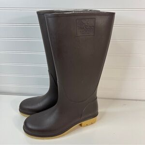 TINGLEY Womens Brown Rubber Rain Boots Size 6 Knee High 14"
